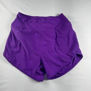 Pudolla Womens Purple Running Shorts XS Athletic Workout Zipper Pockets Lined